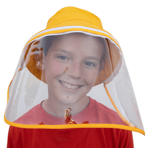 Image of Little Bumper Accessories S/M (Child) / Yellow Bucket Hat Cotton Outdoor Protective Hats with Detachable Face Shield