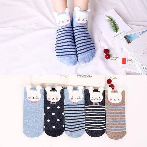 Image of Little Bumper Kids Socks XG26 / 5Pairs(for6-12years) / United States Kids Soft Cotton Seamless Ankle Socks - 5 Pairs