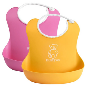 Pink/Yellow Soft Silicone Baby Bibs