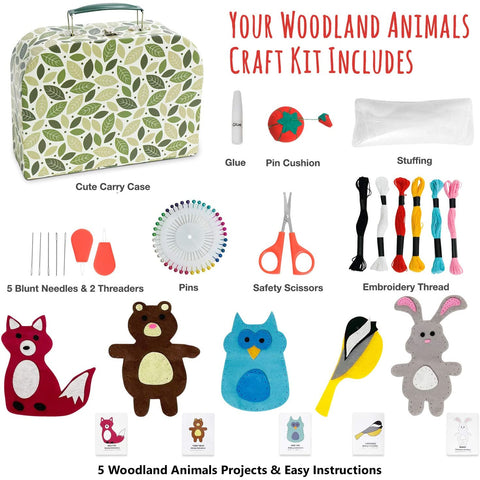Kids Sewing Craft Kit, Woodland Animals, Little Monsters