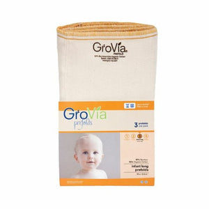 Reusable Organic Cotton Prefold Baby Cloth Diaper, Beige, Size 2