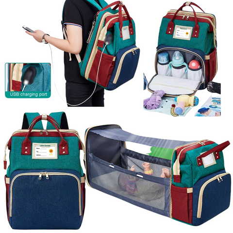 Image of Little Bumper 3 in 1 Luxury Baby Diaper Bag with Portable Crib and Changing Station