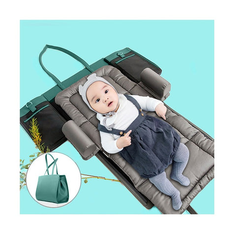 Image of Little Bumper 3-in-1 Portable Baby Bed Changing Pad Mommy Tote Shoulder Bag with Free Clothes Organizer