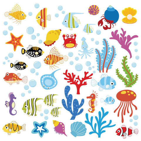 Image of Decorative Peel & Stick Wall Art Sticker Decals (Ocean Wonders)