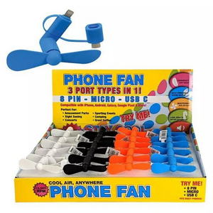 3-in-1 Phone Fans Compatible with Apple Iphone, Android and More