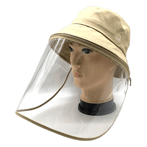 Image of Little Bumper Accessories S/M (Child) / Beige Bucket Hat Cotton Outdoor Protective Hats with Detachable Face Shield