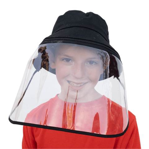 Image of Little Bumper Accessories S/M (Child) / Black Bucket Hat Cotton Outdoor Protective Hats with Detachable Face Shield