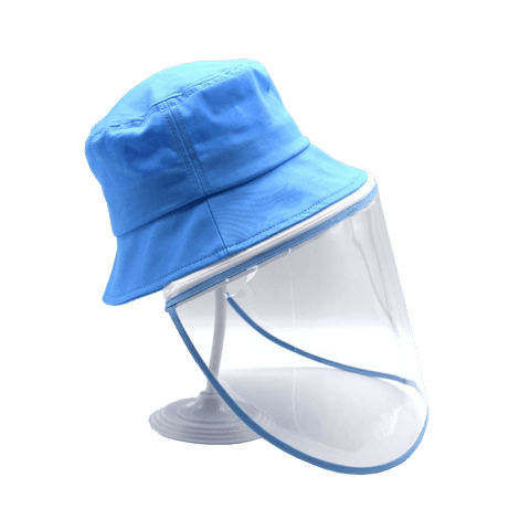 Image of Little Bumper Accessories S/M (Child) / Blue Bucket Hat Cotton Outdoor Protective Hats with Detachable Face Shield