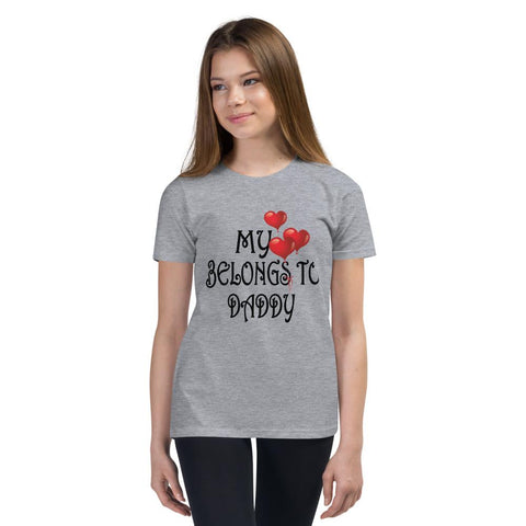 Image of Little Bumper Athletic Heather / S "My Heart Belongs to Daddy" Youth Short Sleeve T-Shirt