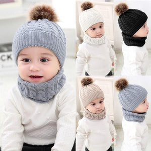 Little Bumper Baby Accessories Baby Knitted Pom Pom Beanie and Scarf Set