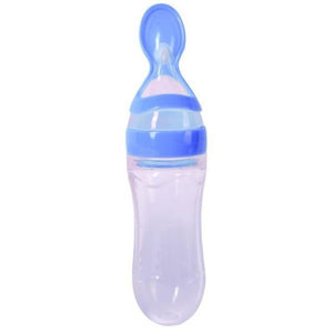 Little Bumper Baby Accessories Blue / United States Silicone Baby Feeding Bottle With Spoon