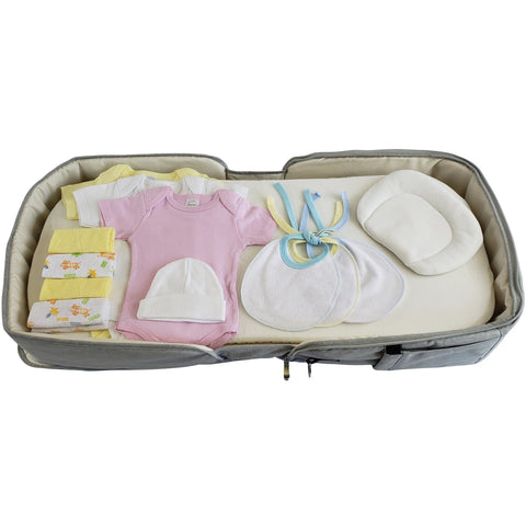 Image of Little Bumper Baby Accessories Girls 12 pc Baby Clothing Starter Set with Portable Changing Table/Diaper Bag