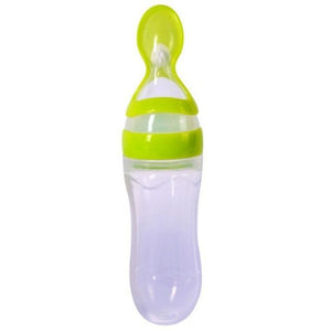 Little Bumper Baby Accessories Green / United States Silicone Baby Feeding Bottle With Spoon