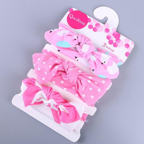 Image of Little Bumper Baby Accessories H / United States Floral Bow baby headbands 3Pcs.