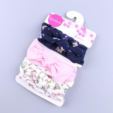 Image of Little Bumper Baby Accessories L / United States Floral Bow baby headbands 3Pcs.
