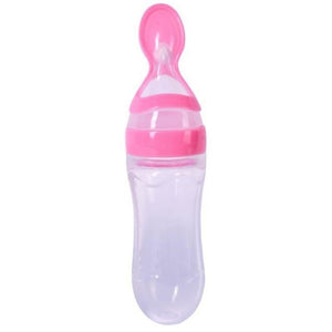 Little Bumper Baby Accessories Pink / United States Silicone Baby Feeding Bottle With Spoon