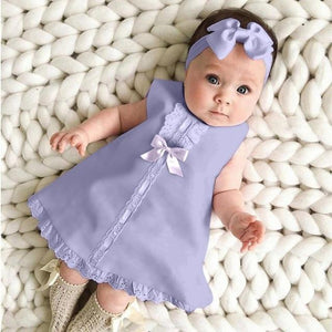Little Bumper Baby Accessories Purple / 6-9M / United States Bow Lace  Sleeveless + Headband 2pc.