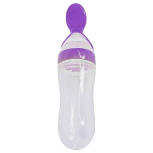 Little Bumper Baby Accessories Purple / United States Silicone Baby Feeding Bottle With Spoon