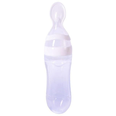 Image of Little Bumper Baby Accessories White / United States Silicone Baby Feeding Bottle With Spoon