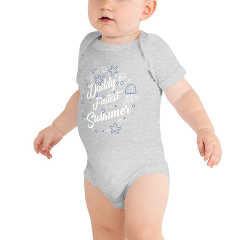 Image of Little Bumper Baby Bodysuit Athletic Heather / 3-6m Daddy's Fastest Swimmer Baby Bodysuit
