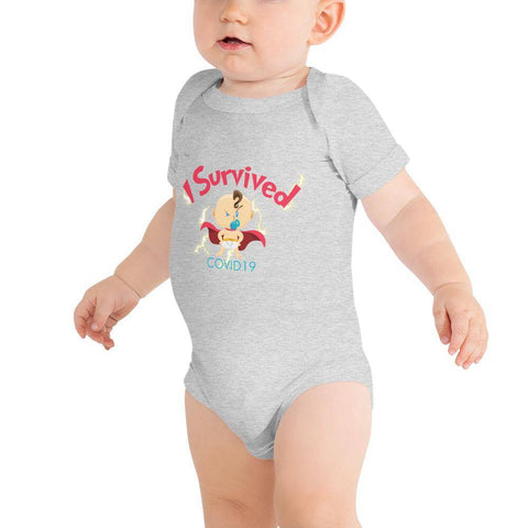 Image of Little Bumper Baby Bodysuit Athletic Heather / 3-6m I Survived Baby Bodysuit
