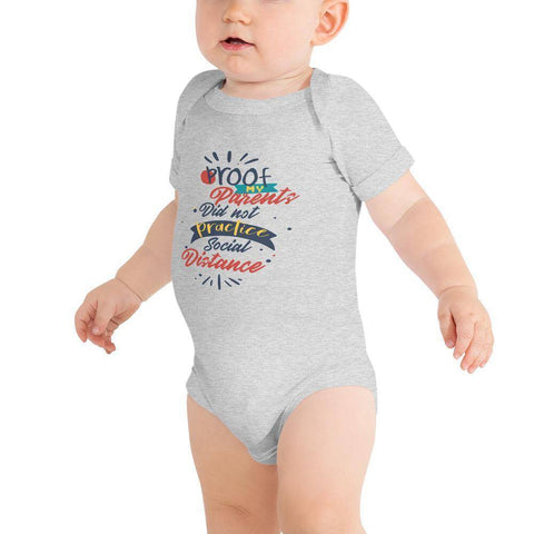 Image of Little Bumper Baby Bodysuit Athletic Heather / 3-6m Proof That My Parents Didn't Practice Social Distance Baby Bodysuit