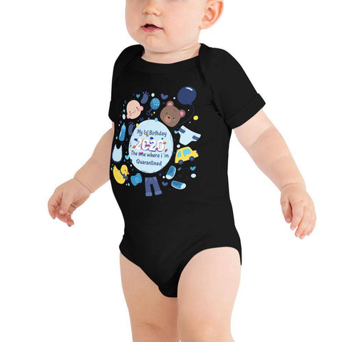 Image of Little Bumper Baby Bodysuit Black / 3-6m My First Quarantined Birthday Baby Bodysuit