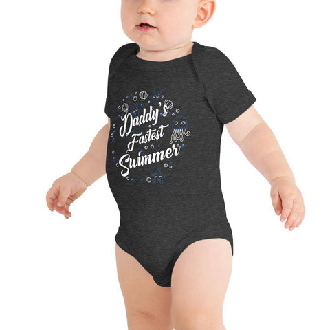 Image of Little Bumper Baby Bodysuit Dark Grey Heather / 3-6m Daddy's Fastest Swimmer Baby Bodysuit