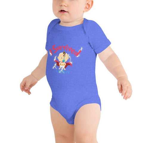 Image of Little Bumper Baby Bodysuit Heather Columbia Blue / 3-6m I Survived Baby Bodysuit