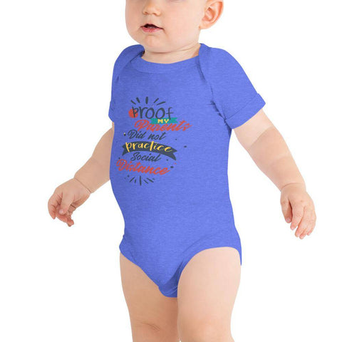 Image of Little Bumper Baby Bodysuit Heather Columbia Blue / 3-6m Proof That My Parents Didn't Practice Social Distance Baby Bodysuit
