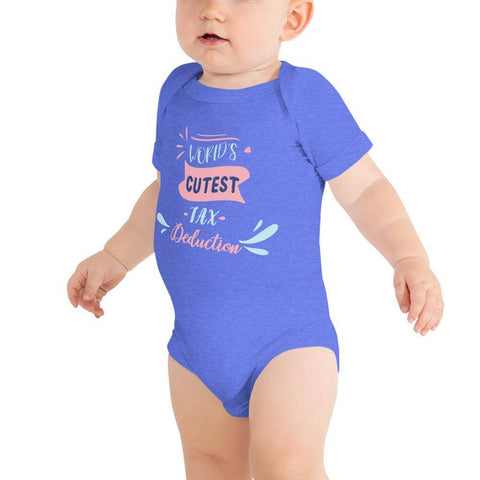 Image of Little Bumper Baby Bodysuit Heather Columbia Blue / 3-6m World's Cutest Tax Deduction Baby Bodysuit