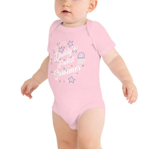 Image of Little Bumper Baby Bodysuit Pink / 3-6m Daddy's Fastest Swimmer Baby Bodysuit