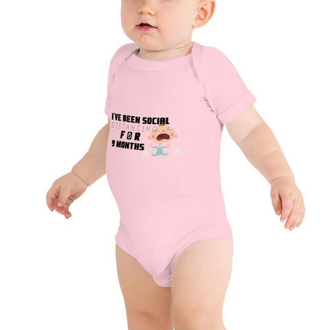 Image of Little Bumper Baby Bodysuit Pink / 3-6m I've Been Social Distancing for 9 Months Baby Bodysuit