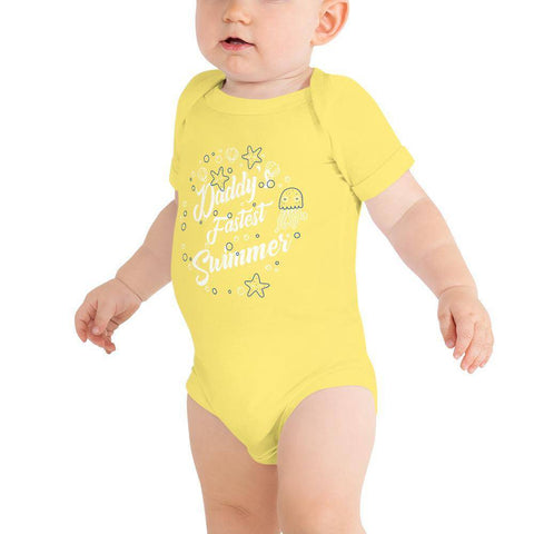 Little Bumper Baby Bodysuit Yellow / 3-6m Daddy's Fastest Swimmer Baby Bodysuit