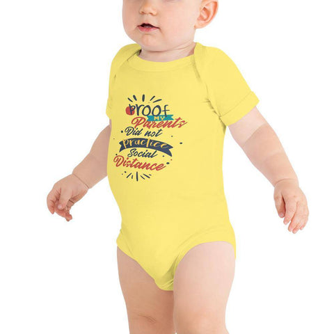 Image of Little Bumper Baby Bodysuit Yellow / 3-6m Proof That My Parents Didn't Practice Social Distance Baby Bodysuit