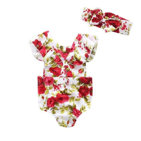 Image of Little Bumper Baby Clothes A / 18M / United States Floral Romper Set 2pcs.