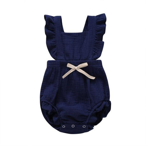 Image of Little Bumper Baby Clothes A / 6M / United States Ruffle Cotton Bow Romper