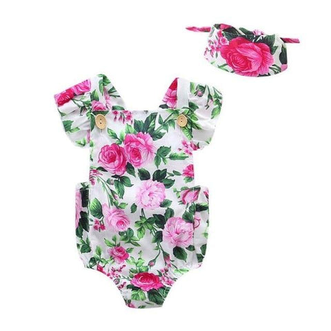 Image of Little Bumper Baby Clothes B / 12M / United States Floral Romper Set 2pcs.