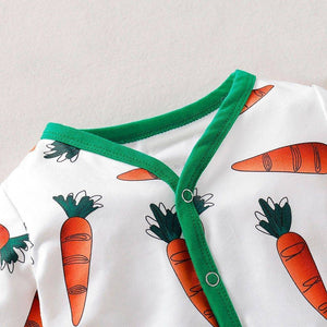 Little Bumper Baby Clothes Baby Carrot Print Romper Jumpsuit With Rabbit Ears Hat