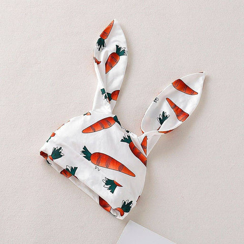 Image of Little Bumper Baby Clothes Baby Carrot Print Romper Jumpsuit With Rabbit Ears Hat