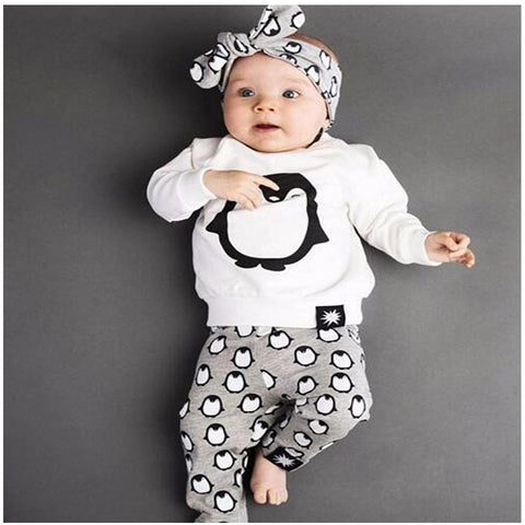 Image of Little Bumper Baby Clothes Baby Girl 3Pcs Cotton Outfit Set