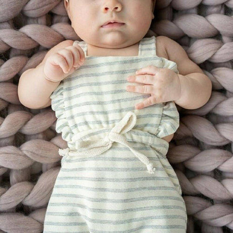 Image of Little Bumper Baby Clothes Baby Striped Ruffle Romper Overalls Jumpsuit