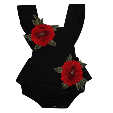 Image of Little Bumper Baby Clothes Black / 24M / United States Floral Romper Outfits Baby Girl