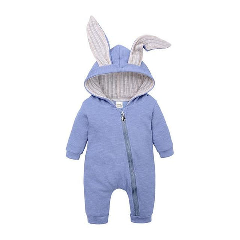 Image of Little Bumper Baby Clothes Blue / 3M Bunny Hoodie Baby Rompers