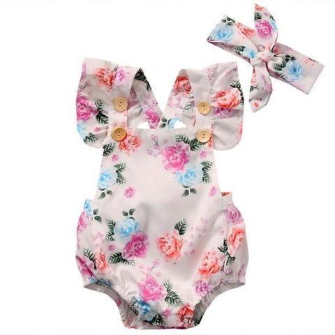 Image of Little Bumper Baby Clothes C / 18M / United States Floral Romper Set 2pcs.