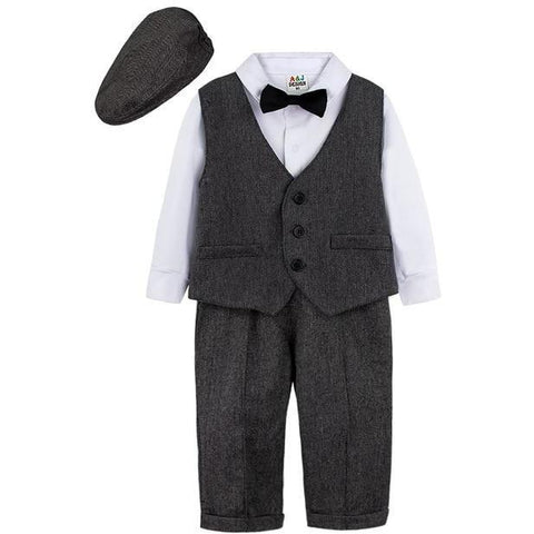 Image of Little Bumper Baby Clothes Deep Grey / 4T / United States Baby Boy Formal Suit Outfit Set