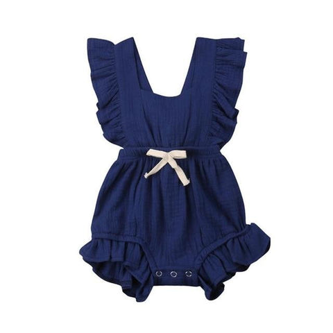 Image of Little Bumper Baby Clothes G / 6M / United States Ruffle Cotton Bow Romper