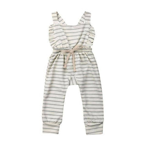 Little Bumper Baby Clothes Gray / 0-6 Months / United States Baby Striped Ruffle Romper Overalls Jumpsuit