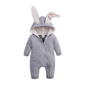 Little Bumper Baby Clothes Gray / 3M Bunny Hoodie Baby Rompers