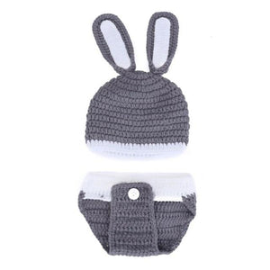 Little Bumper Baby Clothes gray / United States Rabbit Shaped Crochet Infant Outfit